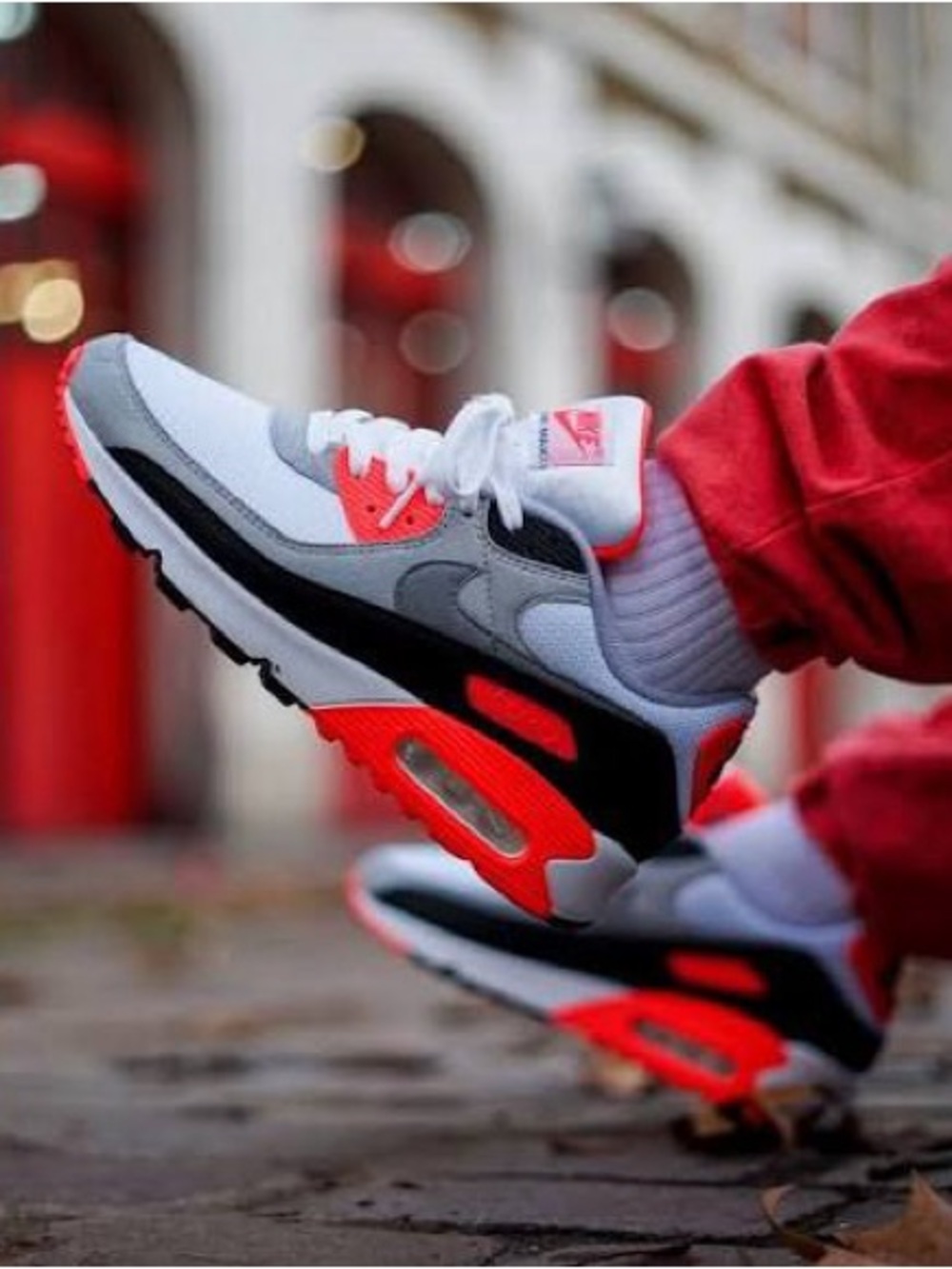 Nike Air Max 90 Premium Mesh GS 'Infrared' Shoes